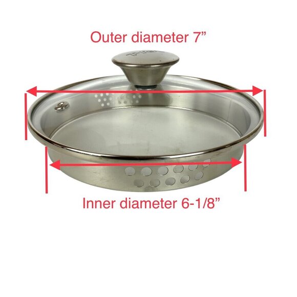 T-Fal Tempered Glass Pot Lid Vented Strainer Stainless Steel Handle 7" Diameter - Picture 7 of 7